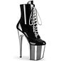PLEASER FLAMINGO 1020 LACE UP BOOT SIDE ZIP  SILVER/BLACK