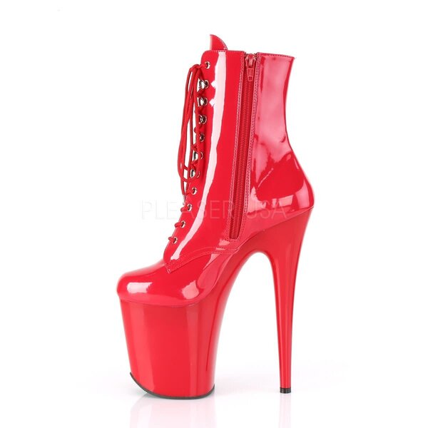 PLEASER FLAMINGO 1020 LACE-UP ANKLE BOOT RED