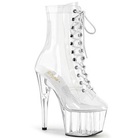 PLEASER ADORE BOOT LACE UP  7" HEEL 1020 CLEAR