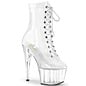 PLEASER ADORE BOOT LACE UP  7" HEEL 1020 CLEAR