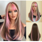 WIG LAYERED LONG PINK & BLONDE HIGHLIGHTS 26"