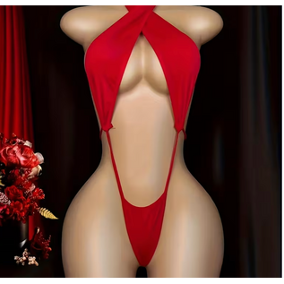 "OH" BODYSUIT V NECK RED O/S