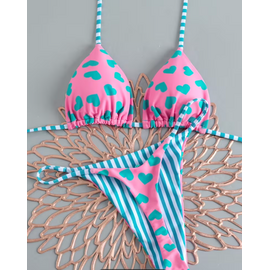 "OH" BIKINI LOVE HEARTS REVERSEABLE TEAL/PINK MEDIUM