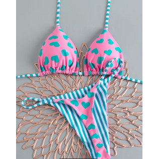 "OH" BIKINI LOVE HEARTS REVERSEABLE TEAL/PINK MEDIUM