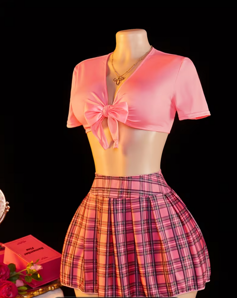 "O" HEAVENS SCHOOL GIRL COSTUME SET PINK