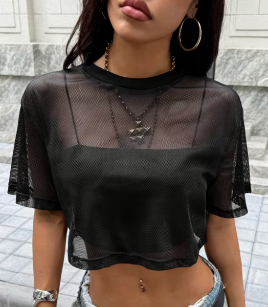 "OH MESH CROP TOP