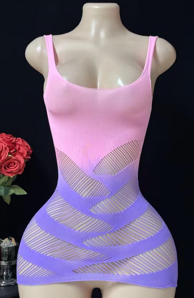 "O" HEAVENS DRESS STRETCH FIT OMBRE PINK & PURPLE ONE SIZE