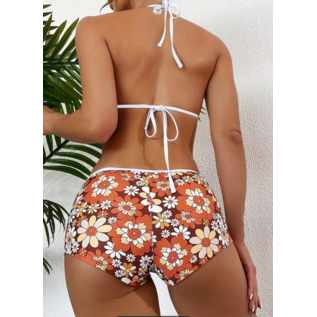 "OH" BIKINI FLORAL BOYSHORT SET ORNAGE LG