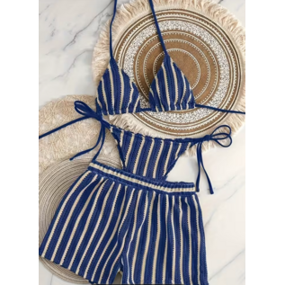 "OH" BIKINI BOHEMIAN STYLE 3 PC NAVY XLARGE