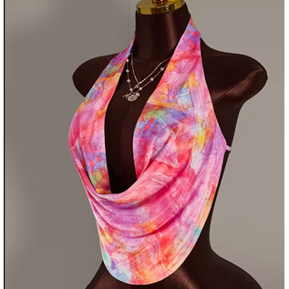 "OH" HALTER TOP COWL NECK TIEDYE