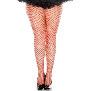 MUSIC LEGS PANTYHOSE MINI NET RED PLUS SIZE