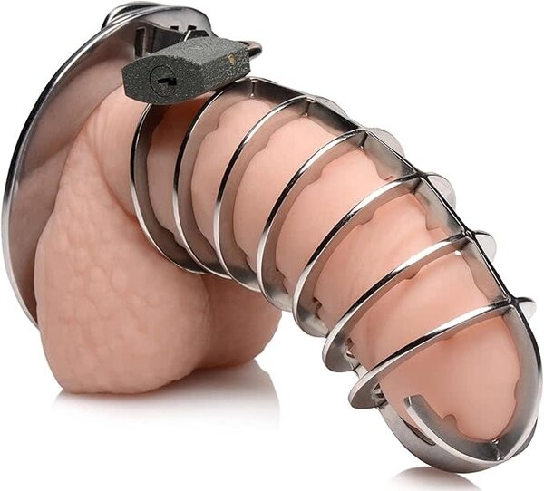 XR CHASTITY MASTER SERIES SPIKED CAGE & LOCK STAINLESS STEEL