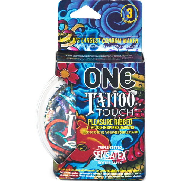 ONE RIBBED ANAL SAFE TATTOO TOUCH 3 PK