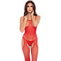 RENE ROFE BODYSTOCKING SPARKLE CROTCHLESS RED O/S