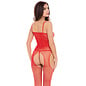 RENE ROFE BODYSTOCKING SPARKLE CROTCHLESS RED O/S
