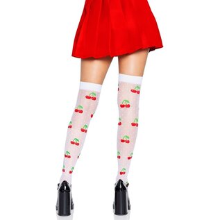 LEG AVENUE SPANDEX SHEER POLKA DOT CHERRY THIGH HIGH