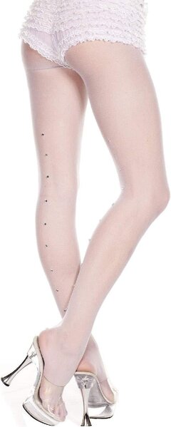 MUSIC LEGS PANTYHOSE RHINESTONE BACKSEAM RED ONE SIZE