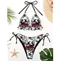 "O" HEAVENS RUFFLED SKULL BIKINI SET