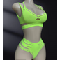"O" HEAVENS TOP & BOTTOM HIGH WAIST NEON GREEN ONE SIZE