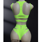 "O" HEAVENS TOP & BOTTOM HIGH WAIST NEON GREEN ONE SIZE