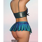 "O" HEAVENS CROP TOP & SKIRT METALLIC BLUE & GREEN MEDIUM