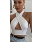 "O" HEAVENS HALTER CROP TOP WHITE
