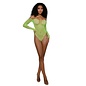 DREAMGIRL BODYSUIT RHINESTONE OFF SHOULDER NEON LIME