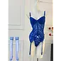 "O" HEAVENS TEDDY JENNA GARTER SET BLUE