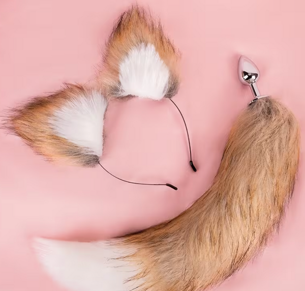 "O" HEAVENS ANAL TAIL & FOX EARS BROWN/WHITE