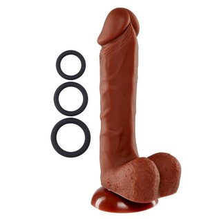 CLOUD 9 DILDO SENSUAL PRO 3 C-RINGS 8" CHOCOLATE