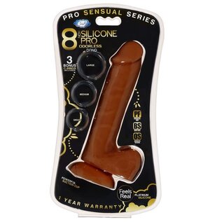 CLOUD 9 DILDO SENSUAL PRO 3 C-RINGS 8" CHOCOLATE