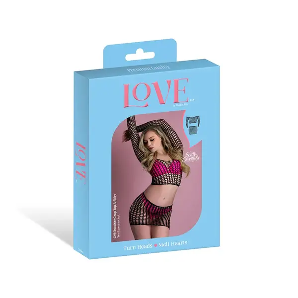 MAGIC SILK CROP TOP & SKIRT SEAMLESS BLACK ONE SIZE