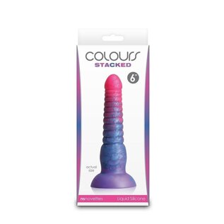 NS NOVELTIES DILDO COLOURS STACKED RIBBED RAINBOW 6"