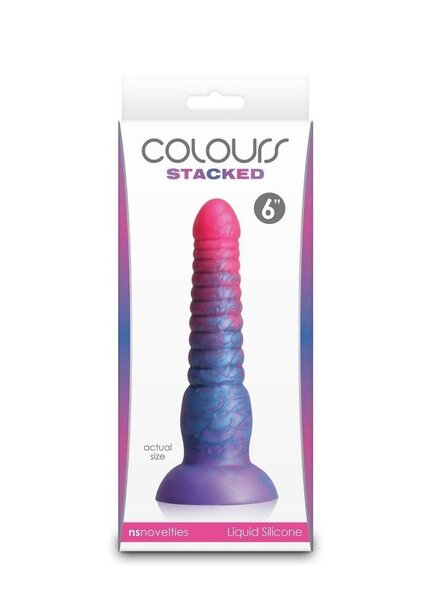 NS NOVELTIES DILDO COLOURS STACKED RIBBED RAINBOW 6"