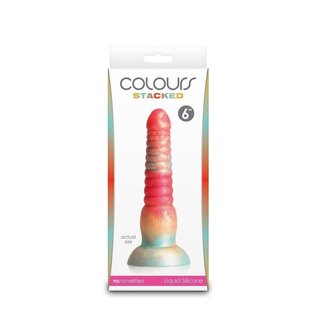 NS NOVELTIES DILDO COLOURS STACKED RIBBED RAINBOW 6"