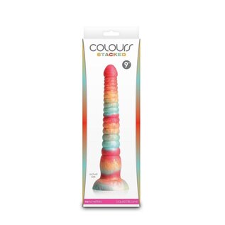 NS NOVELTIES DILDO COLOURS STACKED RIBBED RAINBOW 9"