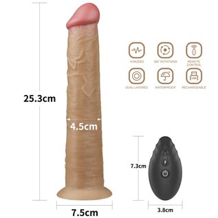 LOVETOY DILDO VIBE NATURE COCK W/REMOTE LIGHT 10"