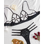 "O" HEAVENS BRA & PANTY HOLLOW STRAPY SET BLACK LG