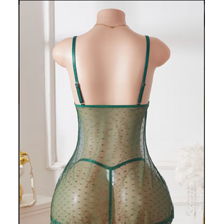 "O" HEAVENS NIGHTIE LACE W/ THONG GREEN
