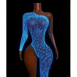 "O" HEAVENS BODYSTOCKING UV LEOPARD OS
