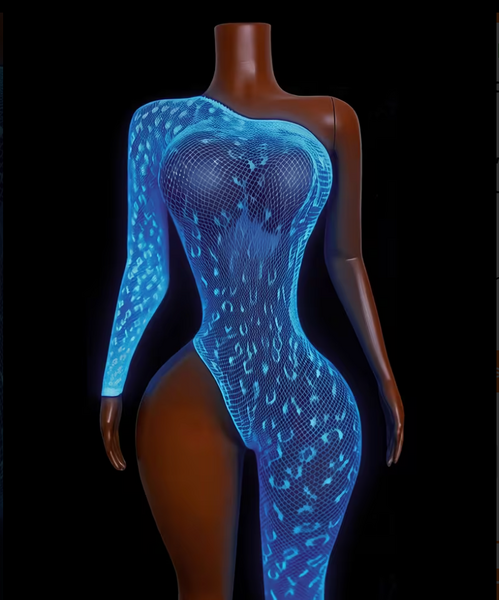 "O" HEAVENS BODYSTOCKING UV LEOPARD OS