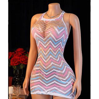 "O" HEAVENS DRESS CHEVRON PATTERN PASTEL OS