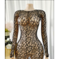 "O" HEAVENS DRESS LONG SLEEVE FISHNET BLACK OS