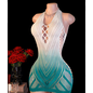 "O" HEAVENS DRESS HALTER OMBRE WHITE & TEAL OS