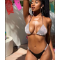 "O" HEAVENS "O" HEAVENS BIKINI RHINESTONE TOP & BOTTOM SILVER/BLACK LG