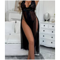"O" HEAVENS BABYDOLL SHEER SIDE SLIT BLACK