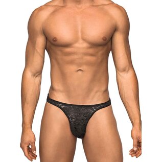 "O" HEAVENS B2G1F MENS SEXY THONG LACE  BLACK SMALL