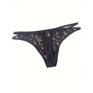"O" HEAVENS B2G1F MENS THONG LACE  BLACK LARGE