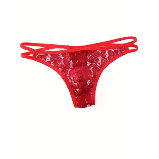 "O" HEAVENS B2G1F MENS THONG LACE  RED MEDIUM
