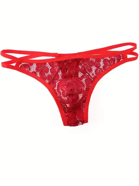 "O" HEAVENS B2G1F MENS THONG LACE  RED MEDIUM
